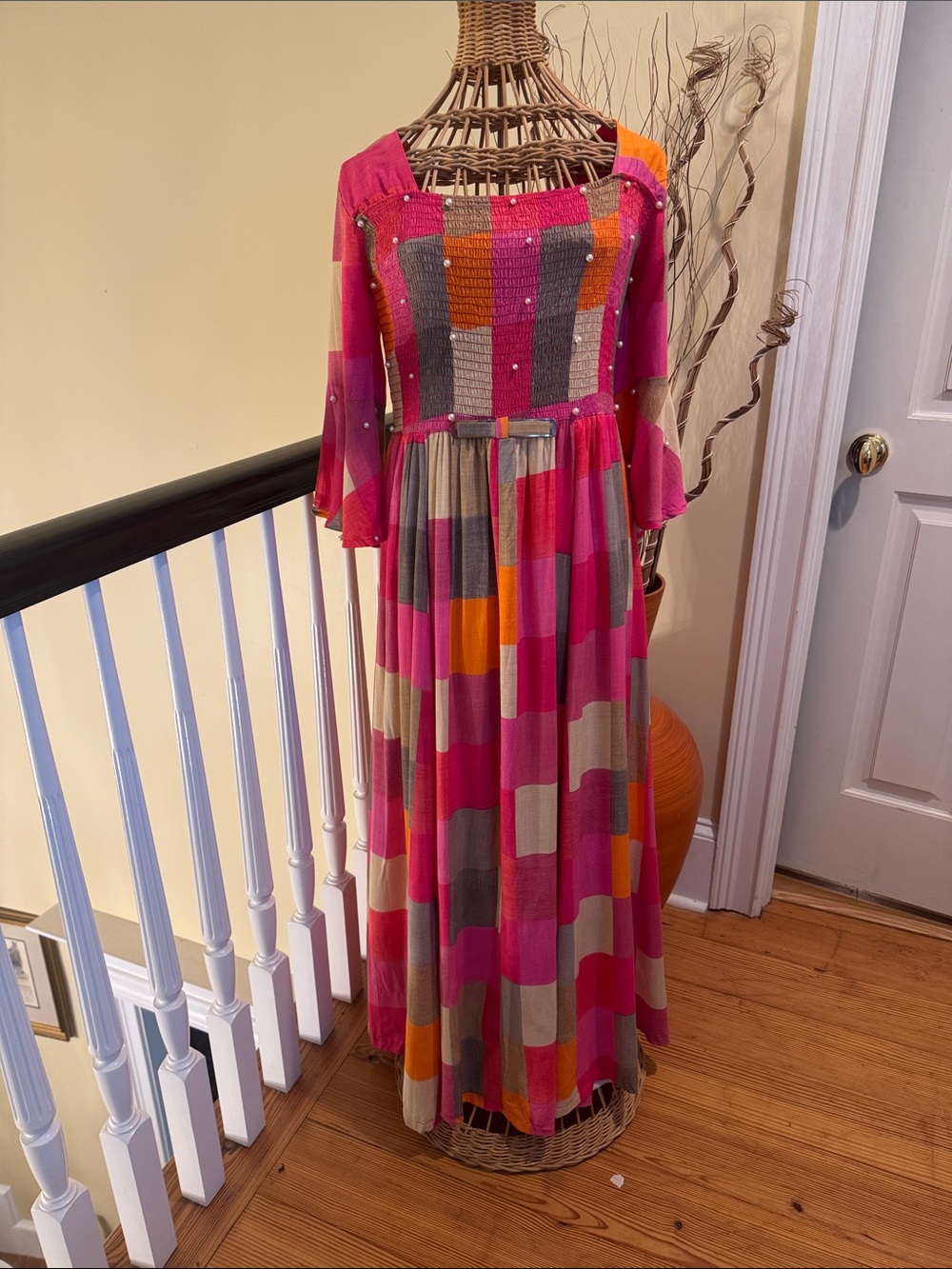 Ten Design vintage patch dress with pearls